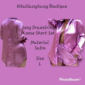 Purple Satin Short Set